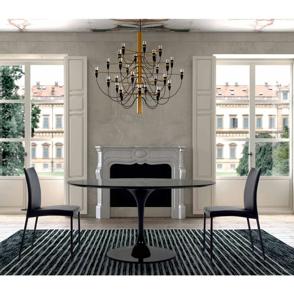 Mesa de Jantar Redonda com Tampo Laminado Made in Italy – Dólares Viadurini