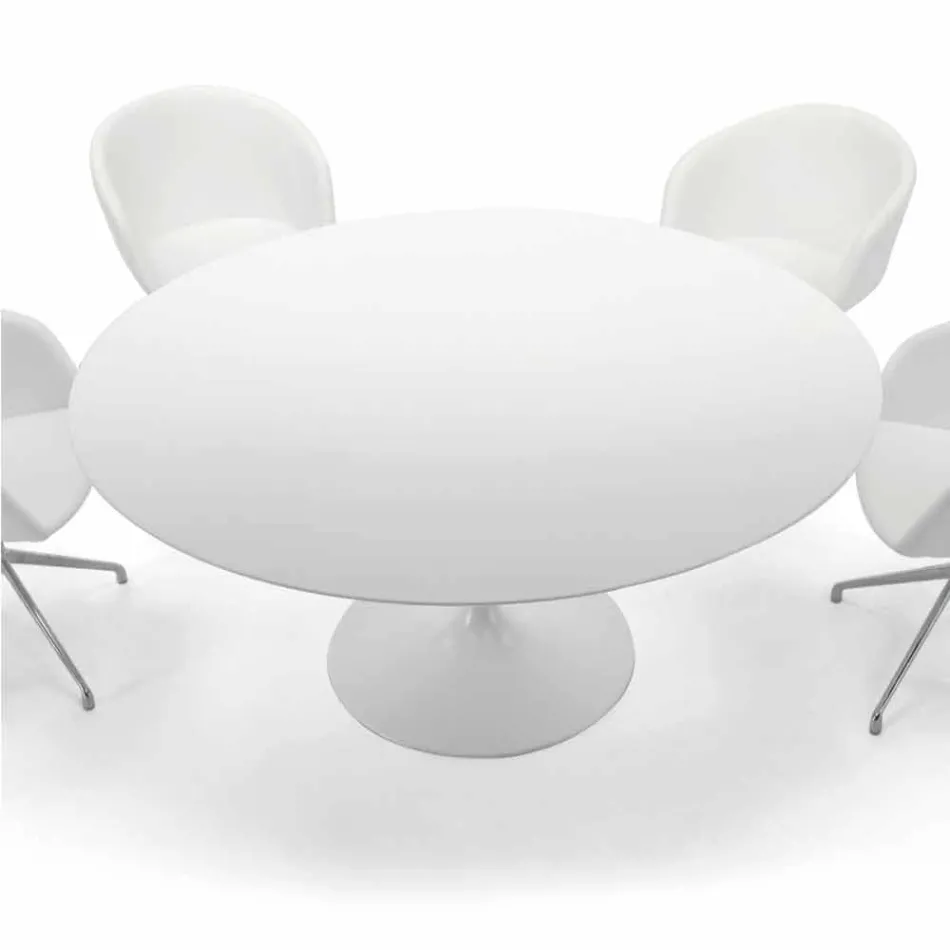 Mesa de Jantar Redonda com Tampo Laminado Made in Italy – Dólares Viadurini