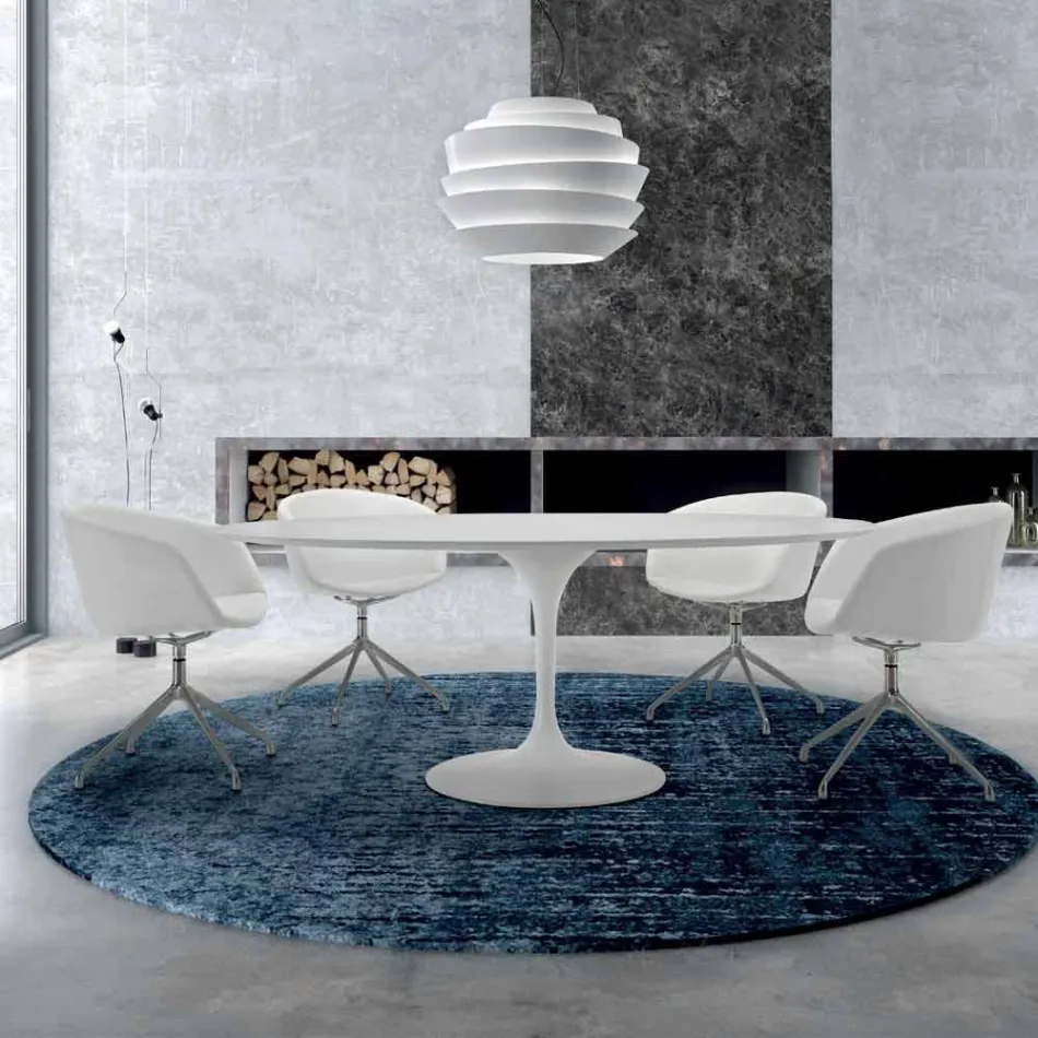 Mesa de Jantar Redonda com Tampo Laminado Made in Italy – Dólares Viadurini