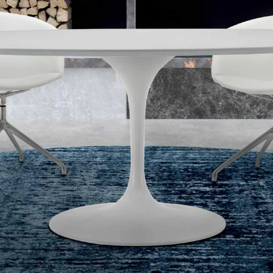 Mesa de Jantar Redonda com Tampo Laminado Made in Italy – Dólares Viadurini