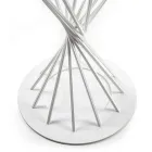 Mesa de Jantar Redonda com Tampo em Madeira Laminada e Base em Aço - Mileto Viadurini