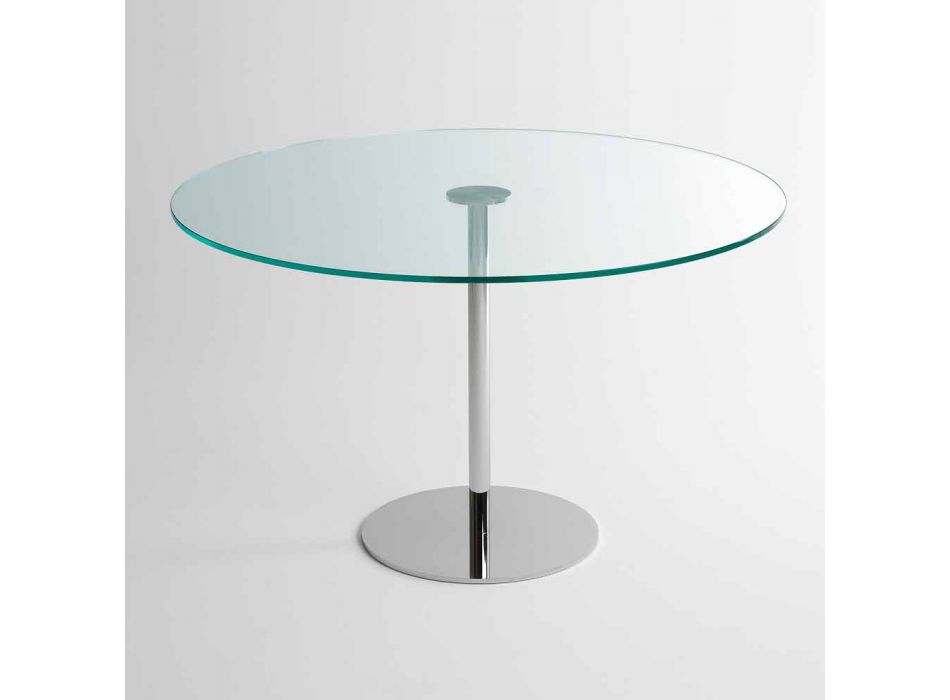 Mesa de jantar redonda com tampo de vidro extraleve fabricada na Itália - Dolce Viadurini