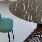 Mesa de Jantar Redonda em Cerâmica Polida Florim e Base em Aço - Denali Viadurini