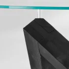 Mesa de jantar de madeira redonda com tampo de vidro Bao, design moderno Viadurini