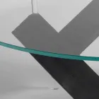 Mesa de jantar de madeira redonda com tampo de vidro Bao, design moderno Viadurini