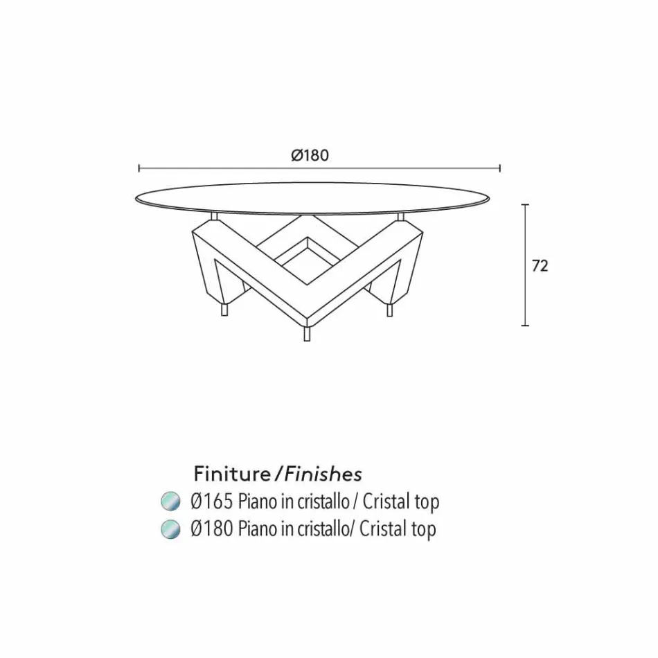 Mesa de jantar de madeira redonda com tampo de vidro Bao, design moderno Viadurini