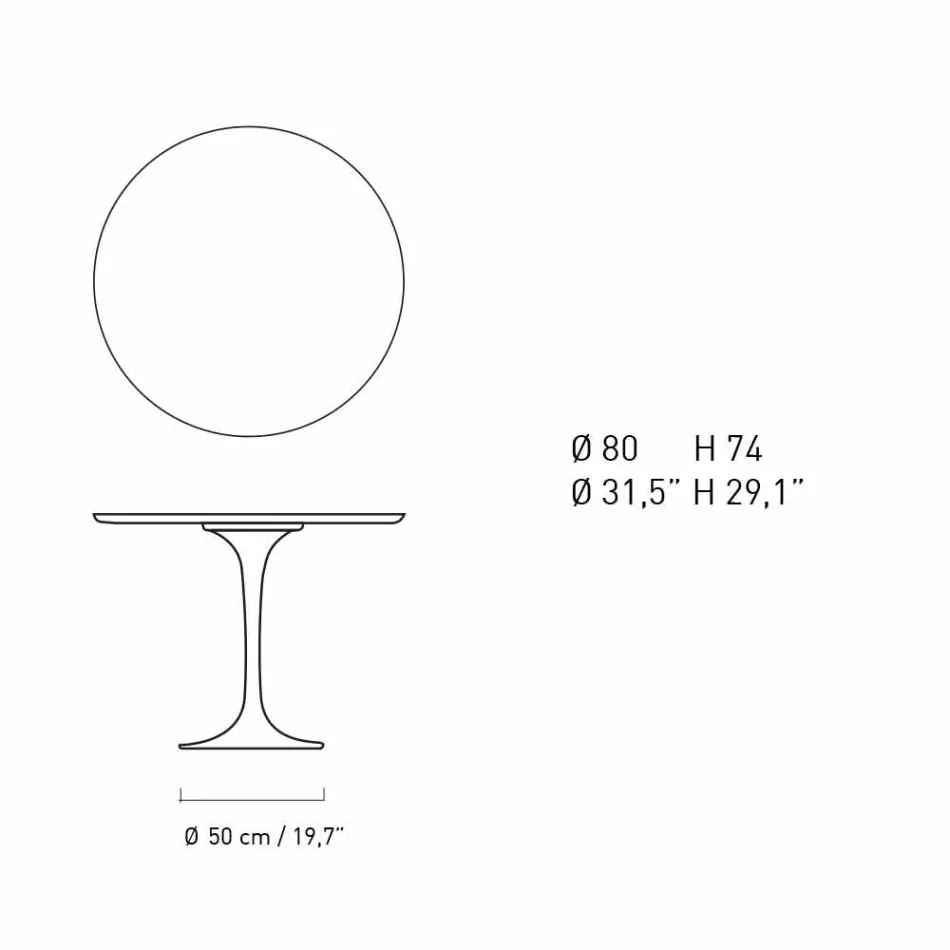 Mesa de Jantar Redonda em Mármore e Alumínio Pintado Made in Italy - Excelente Viadurini