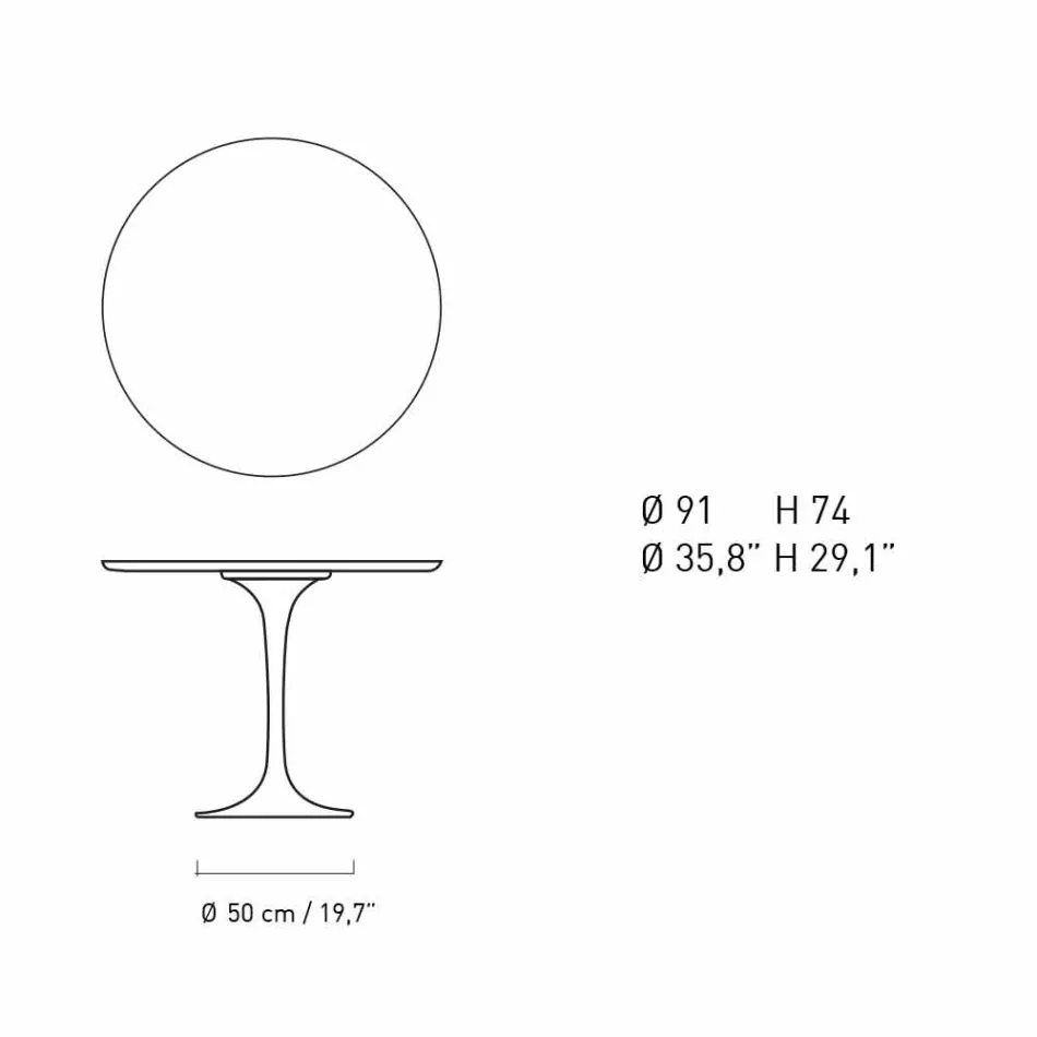 Mesa de Jantar Redonda em Mármore e Alumínio Pintado Made in Italy - Excelente Viadurini