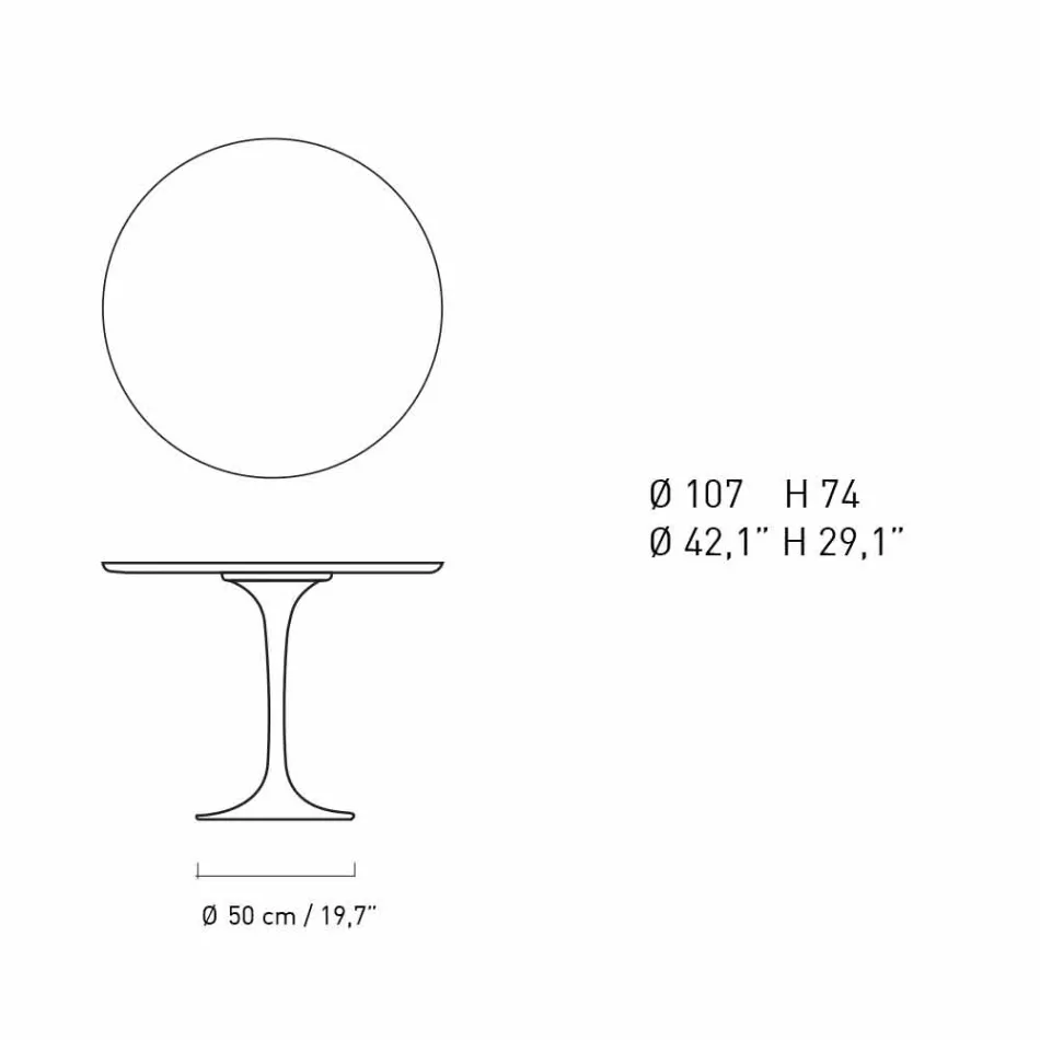 Mesa de Jantar Redonda em Mármore e Alumínio Pintado Made in Italy - Excelente Viadurini