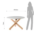 Mesa de Jantar Redonda em Matt White Mdf e Solid Wood - Dante Viadurini