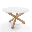 Mesa de Jantar Redonda em Matt White Mdf e Solid Wood - Dante Viadurini
