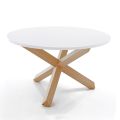 Mesa de Jantar Redonda em Matt White Mdf e Solid Wood - Dante