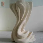 Mesa de jantar redonda de pedra com tampo de cristal Cadmo Viadurini