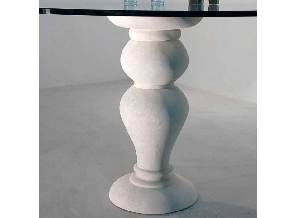 Mesa de jantar redonda em pedra e cristal Édipo, design clássico Viadurini