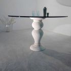 Mesa de jantar redonda em pedra e cristal Édipo, design clássico Viadurini