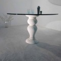 Mesa de jantar redonda feita de cristal e pedra natural Vicenza Edipo