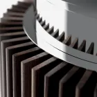 Mesa de jantar redonda em vidro fumê com base em madeira Made in Italy - Rondo Viadurini