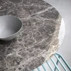 Mesa de jantar redonda em vitrocerâmica e metal Made in Italy - Alfero Viadurini