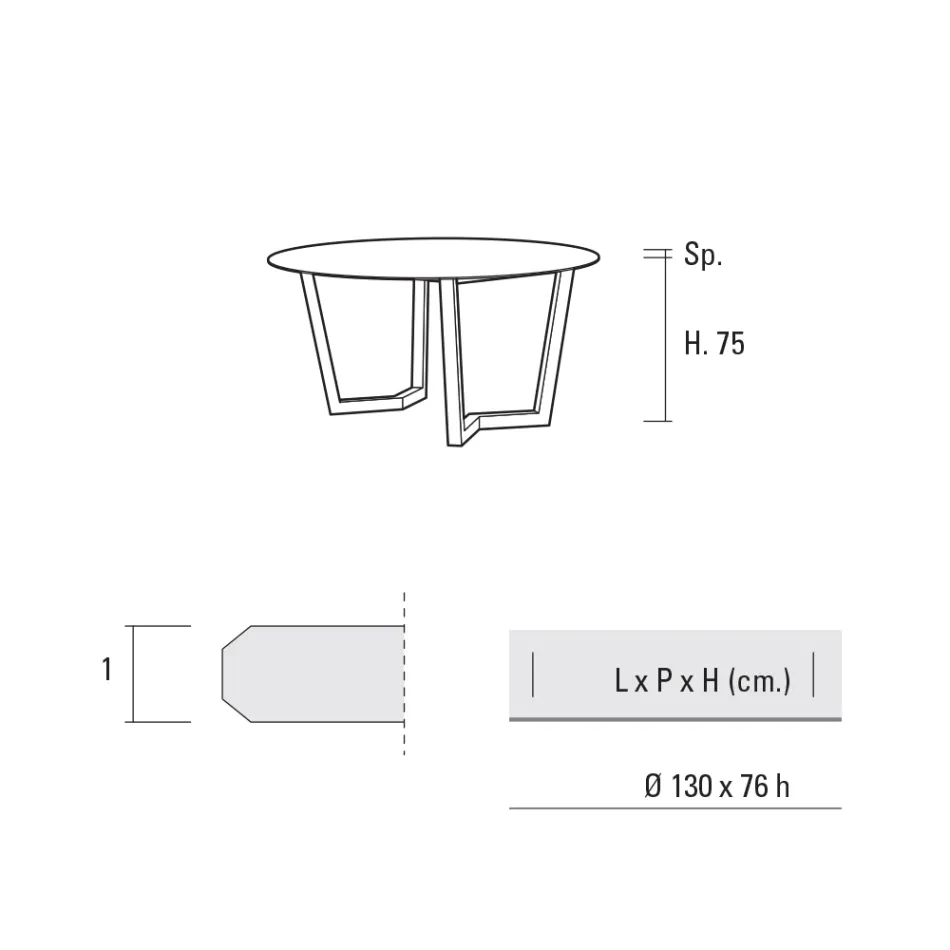 Mesa de jantar redonda de metal e laminado Hpl Made in Italy - Bastiano Viadurini