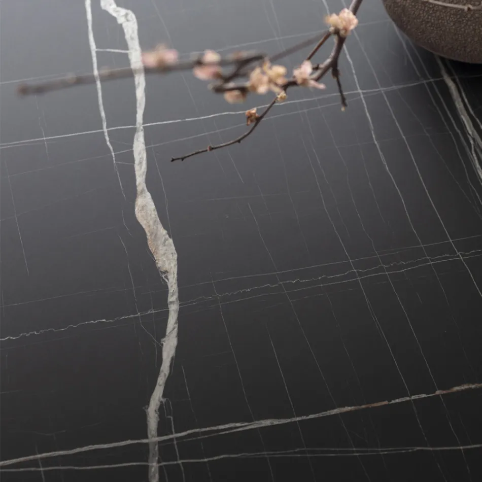 Mesa de jantar redonda de metal e laminado Hpl Made in Italy - Bastiano Viadurini