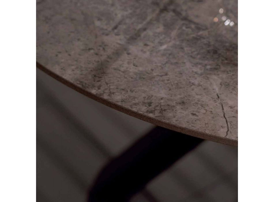 Mesa de Jantar Redonda Moderna em Cerâmica, Mármore e Efeito Metal - Jarvis Viadurini