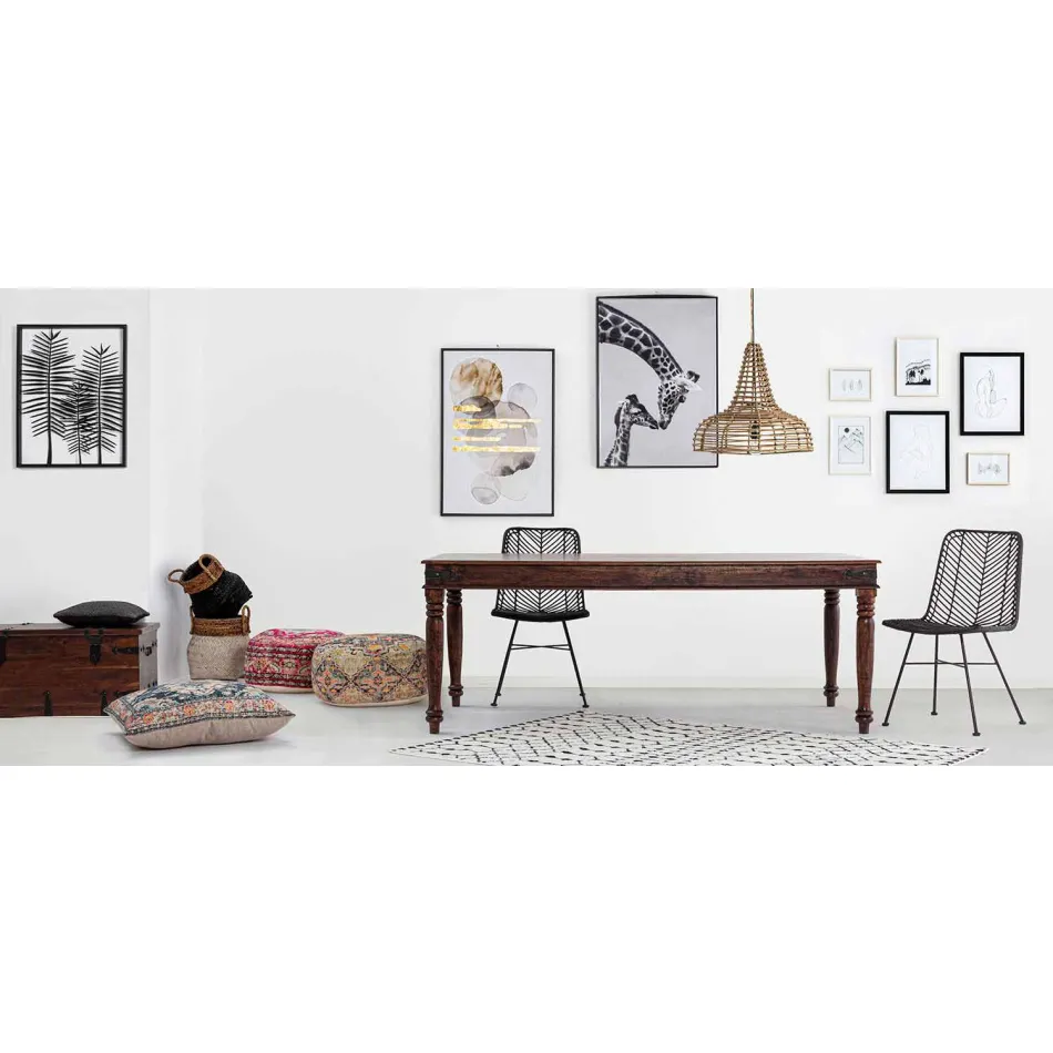 Mesa de Jantar Classic Style em Madeira Maciça de Acácia Homemotion - Pitta Viadurini