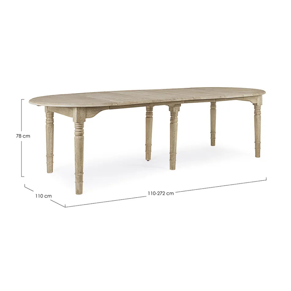 Mesa de Jantar Redonda Extensível até 272 cm em Madeira Homemotion - Guglio Viadurini