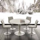 Mesa de jantar redonda branca Topeka, design moderno Viadurini