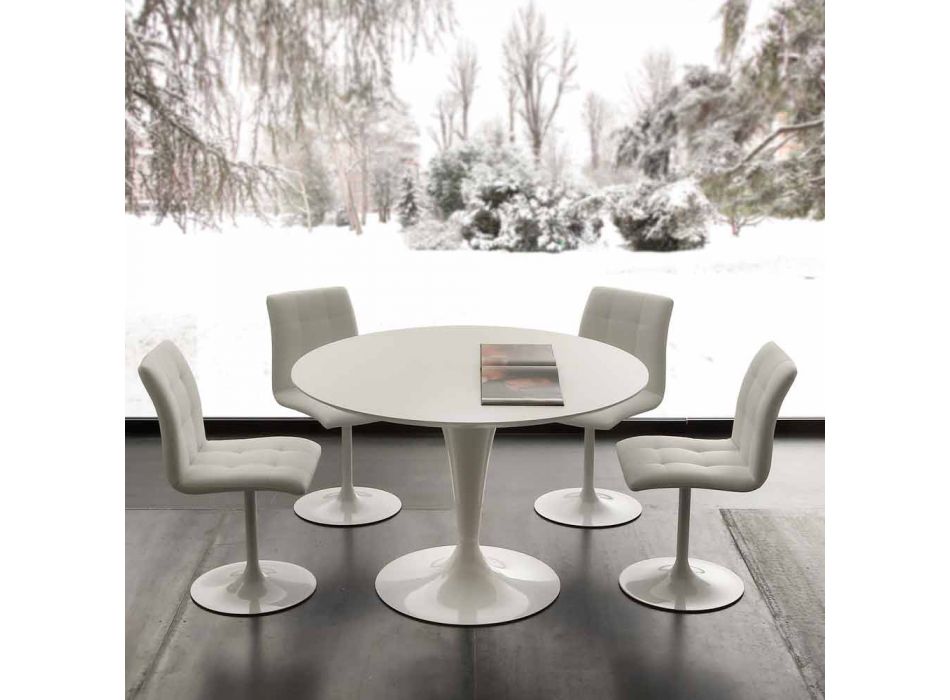 Mesa de jantar redonda branca Topeka, design moderno Viadurini