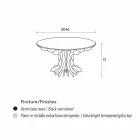 Cássia mesa de jantar redonda, tampo de madeira preta e tampo de cristal Viadurini