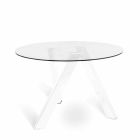 Mesa de jantar redonda com tampo de vidro em Adam, design moderno Viadurini