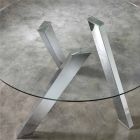 Mesa de jantar redonda com tampo de vidro em Adam, design moderno Viadurini
