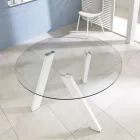 Mesa de jantar redonda Adamo com tampo de vidro, design moderno Viadurini