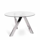 Mesa de jantar redonda com tampo de vidro em Adam, design moderno Viadurini