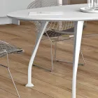 Mesa de reunião oval em melamina branca - Fadila Viadurini