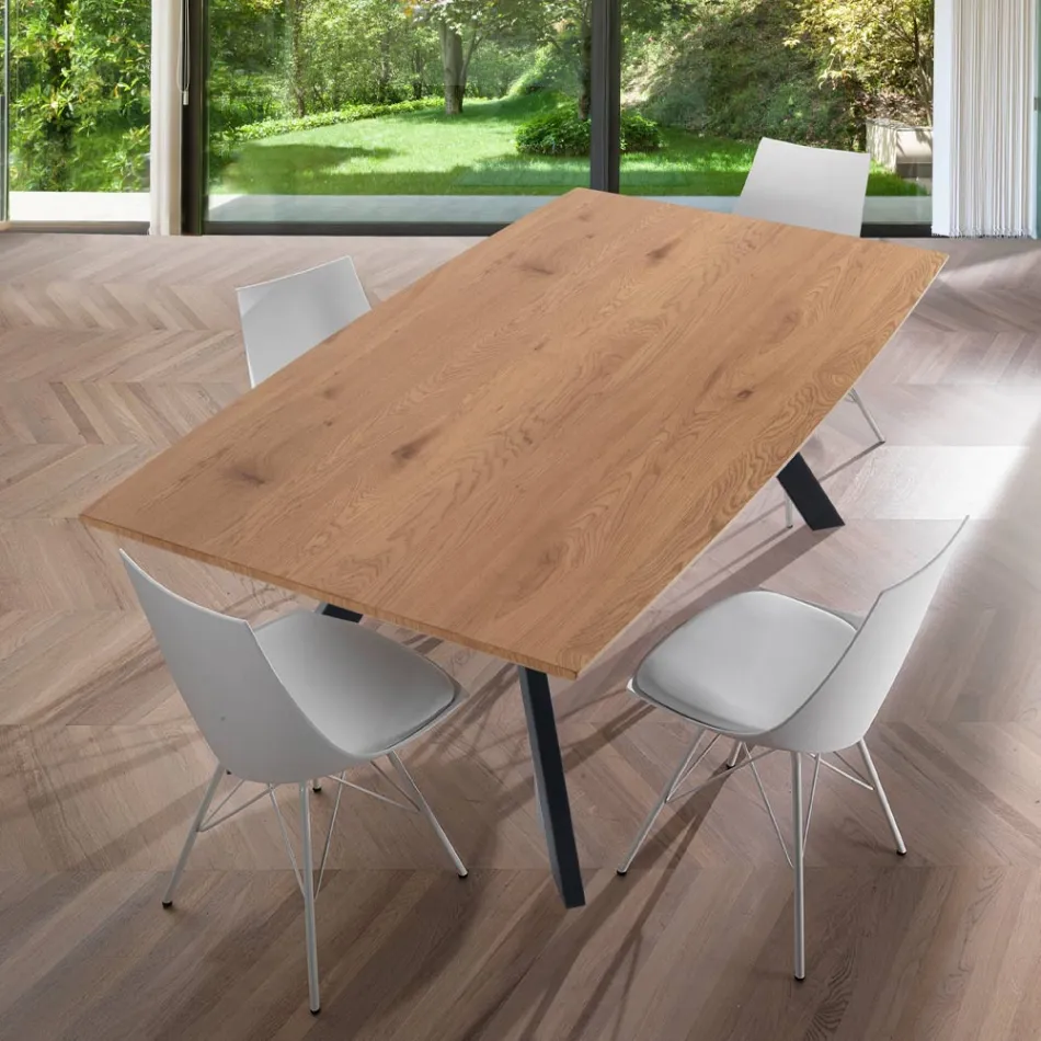 Mesa de sala com pés em aço e tampo em MDF - Terullio Viadurini