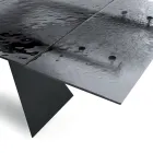 Mesa de centro para sala de estar 160x90 com tampo de vidro martelado transparente - Martello Viadurini