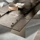 Mesa de centro para sala de estar 160x90 com tampo de vidro martelado transparente - Martello Viadurini