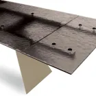 Mesa de centro para sala de estar 160x90 com tampo de vidro martelado transparente - Martello Viadurini