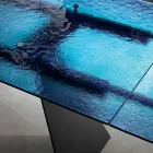 Mesa de centro para sala de estar 160x90 com tampo de vidro martelado transparente - Martello Viadurini