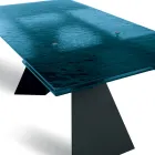 Mesa de centro para sala de estar 160x90 com tampo de vidro martelado transparente - Martello Viadurini
