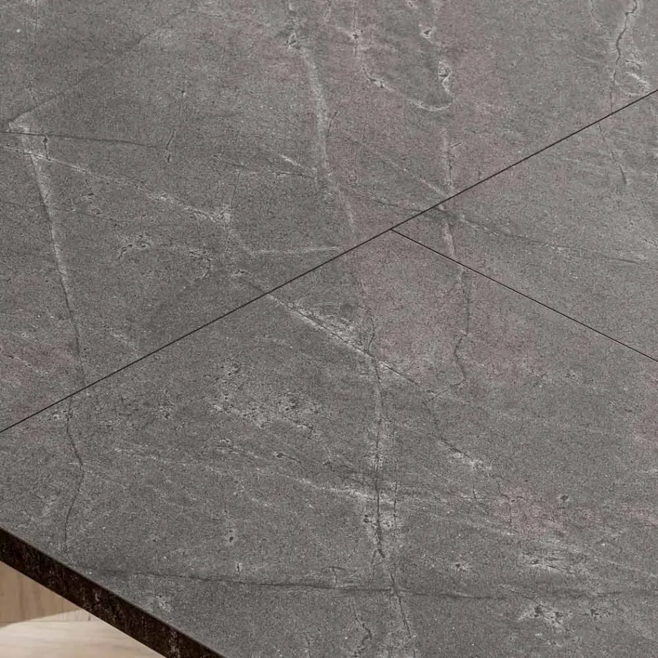 Mesa de sala extensível 260 ou 300 cm em metal e HPL - Borgo Viadurini