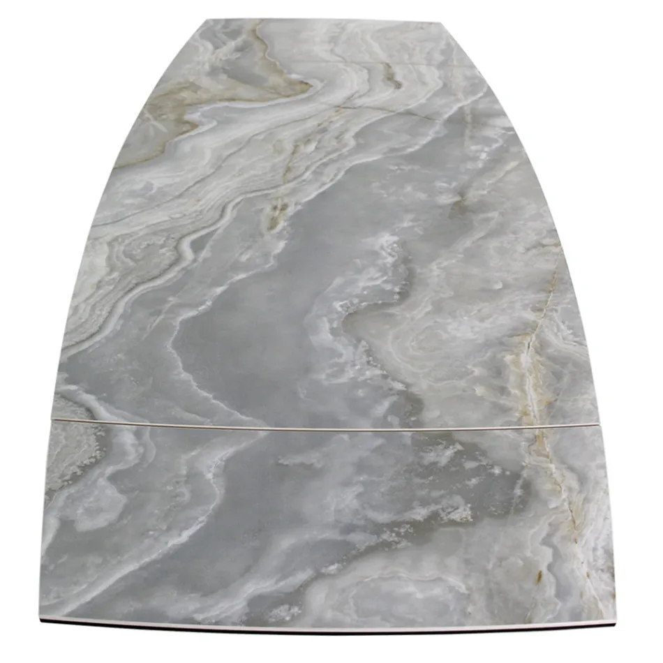 Mesa extensível da sala com tampo em formato de barril em cerâmica fabricada na Itália - Vidros Viadurini