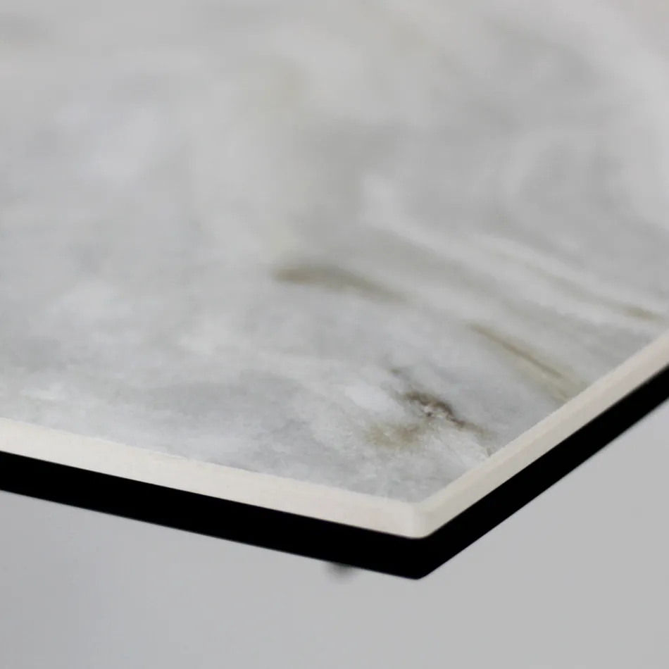 Mesa extensível da sala com tampo em formato de barril em cerâmica fabricada na Itália - Vidros Viadurini