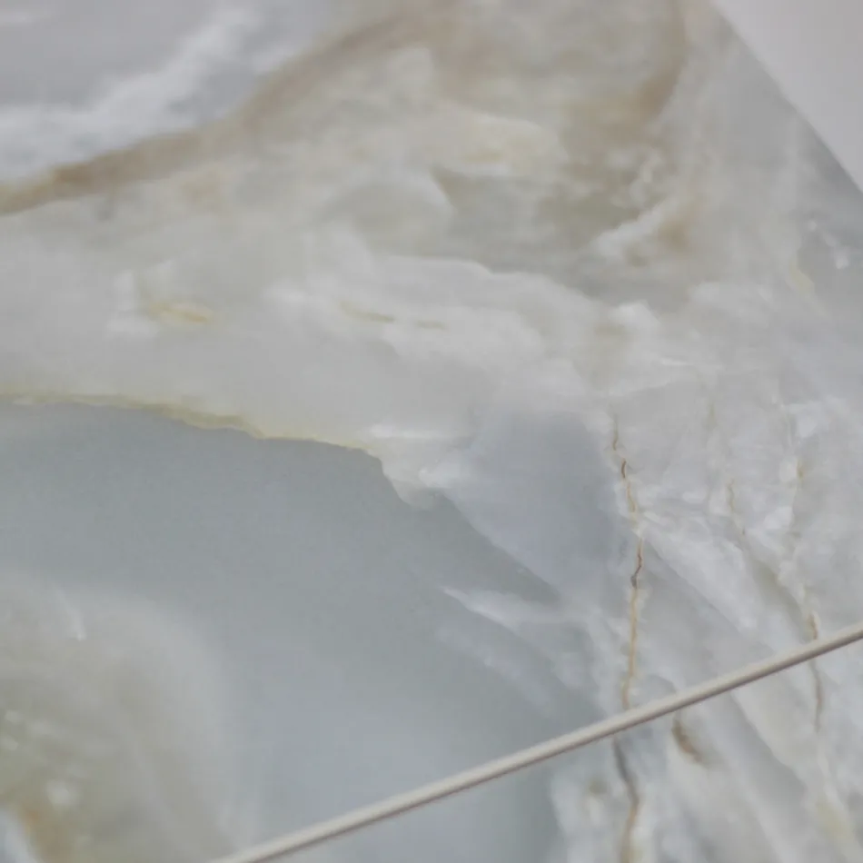 Mesa extensível da sala com tampo em formato de barril em cerâmica fabricada na Itália - Vidros Viadurini