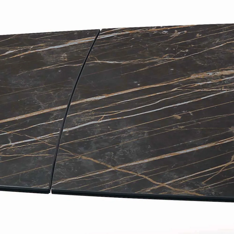 Mesa extensível da sala com tampo em formato de barril em cerâmica fabricada na Itália - Vidros Viadurini