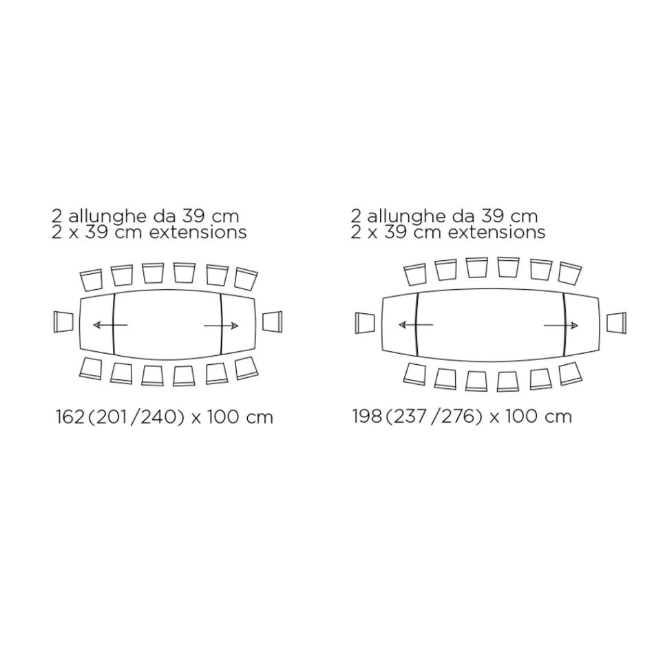 Mesa extensível da sala com tampo em formato de barril em cerâmica fabricada na Itália - Vidros Viadurini