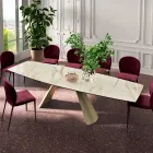 Mesa extensível da sala com tampo em formato de barril em cerâmica fabricada na Itália - Vidros Viadurini