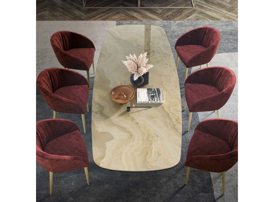 Mesa da Sala com Tampo em Barril em Cerâmica Made in Italy - Settimmio Viadurini