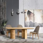 Mesa de Sala com Tampo e Base de Madeira Made in Italy - Leilão Viadurini